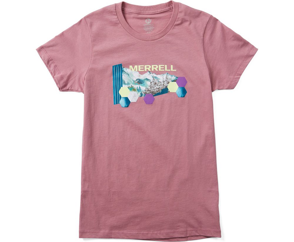 Merrell Short Sleeve Pink - Woodmark Logo Tee - Womens 51CTLYZAO